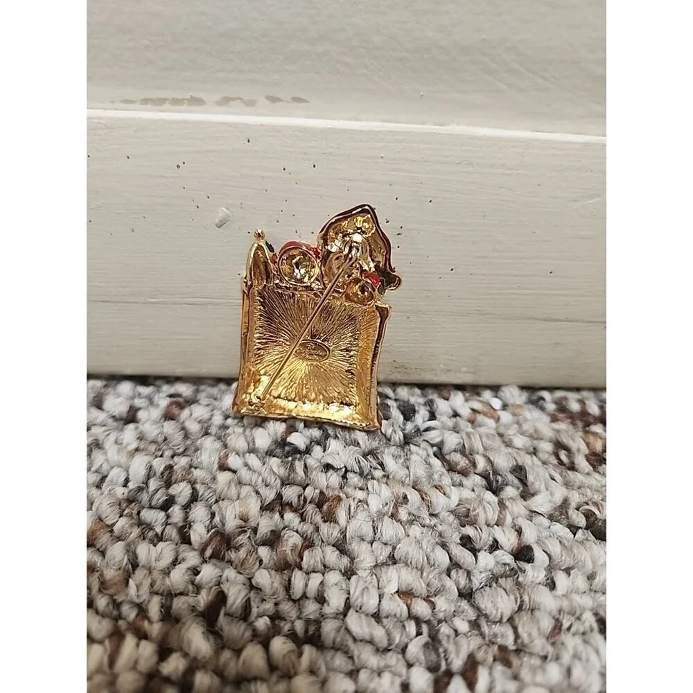 Vintage Christopher Radco Santa Gift Bag‎ Pin Brooch